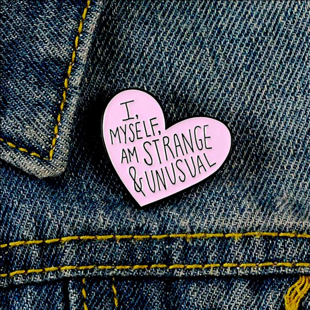 Pink Heart Lydia Deetz Quote enamel pin